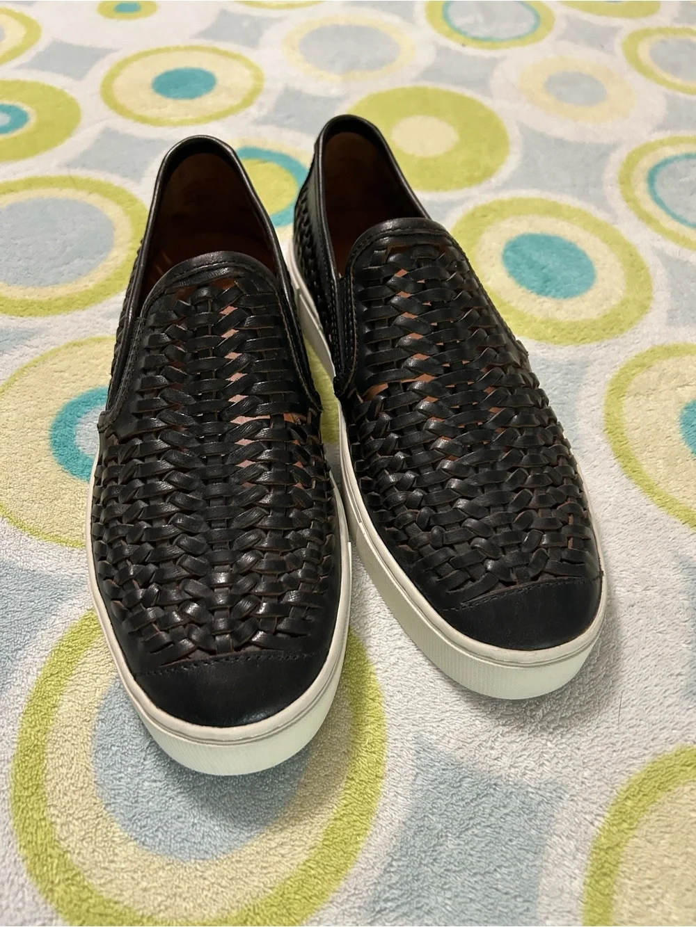 Frye Gabe Men’s Size 10 Black Woven Leather Slip-On Sneakers